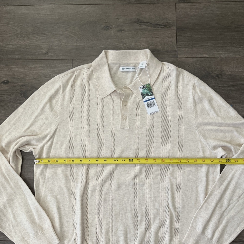 Cubavera Mens XL 1/4 Button Pullover Sweater NWT Beige - Picture 4 of 6
